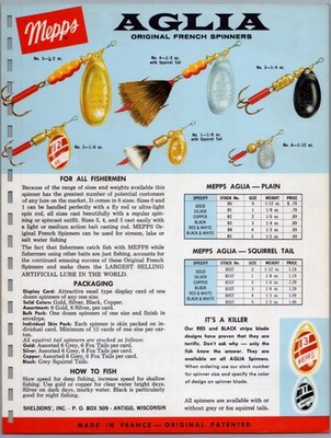 1950 Mepps Aglia Fishing Spinners Print Ad Old Fishing Lures