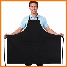 Eupholium DMWQ3PC-Black 3 Pack Black Extra Large Apron Adjustable Bib 2 Pockets