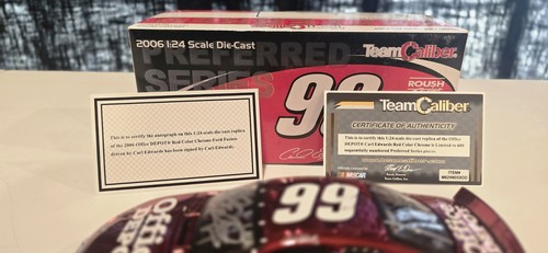2006 Carl Edwards #99 Office Depot Red Chrome SIGNED with COA 1:24 #119 of 600 - Picture 2 of 13