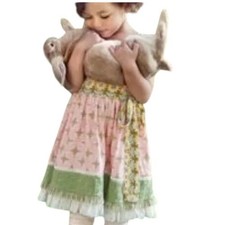 Matilda Jane Serendipity Girls Pink Green Geometric Floral Wrap Dress Size 6
