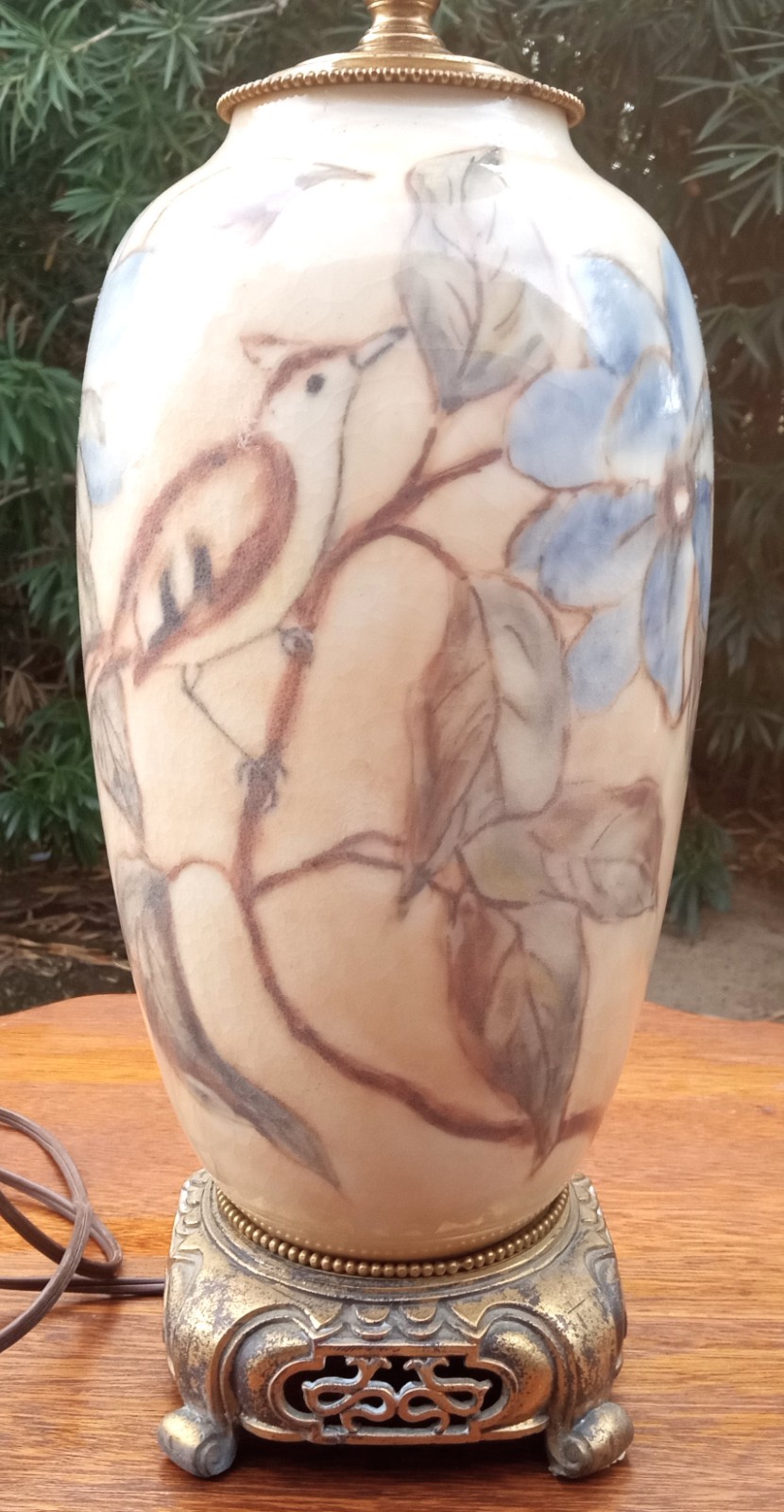 Rookwood Pottery Lamp Birds By Loretta Holtkamp 1949 Tested Works great!