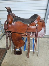 A Good Used 17" American Brown Color Barbed Wire Roping Saddle 197
