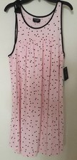 Kate Spade Pink w/Black Scattered Dots Bows Soft Knit Jersey Nightgown S NEW