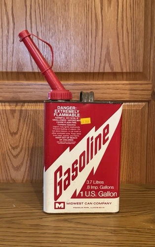 Vintage Midwest Company 1 Gallon Metal Gas Can Collectible  Bold Colors!!