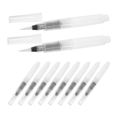 10Pcs Leak-Proof Watercolor Brush Pens for Home Painting White Reusable Plastic
