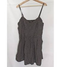 Express Mini Dress Black White Polka Dot Smocked Back Rayon Sweetheart Large