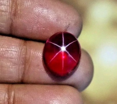6 Rays Natural Red Star Ruby Oval CUT Cabochon 9.2 Ct+ Certified Loose Gemstone