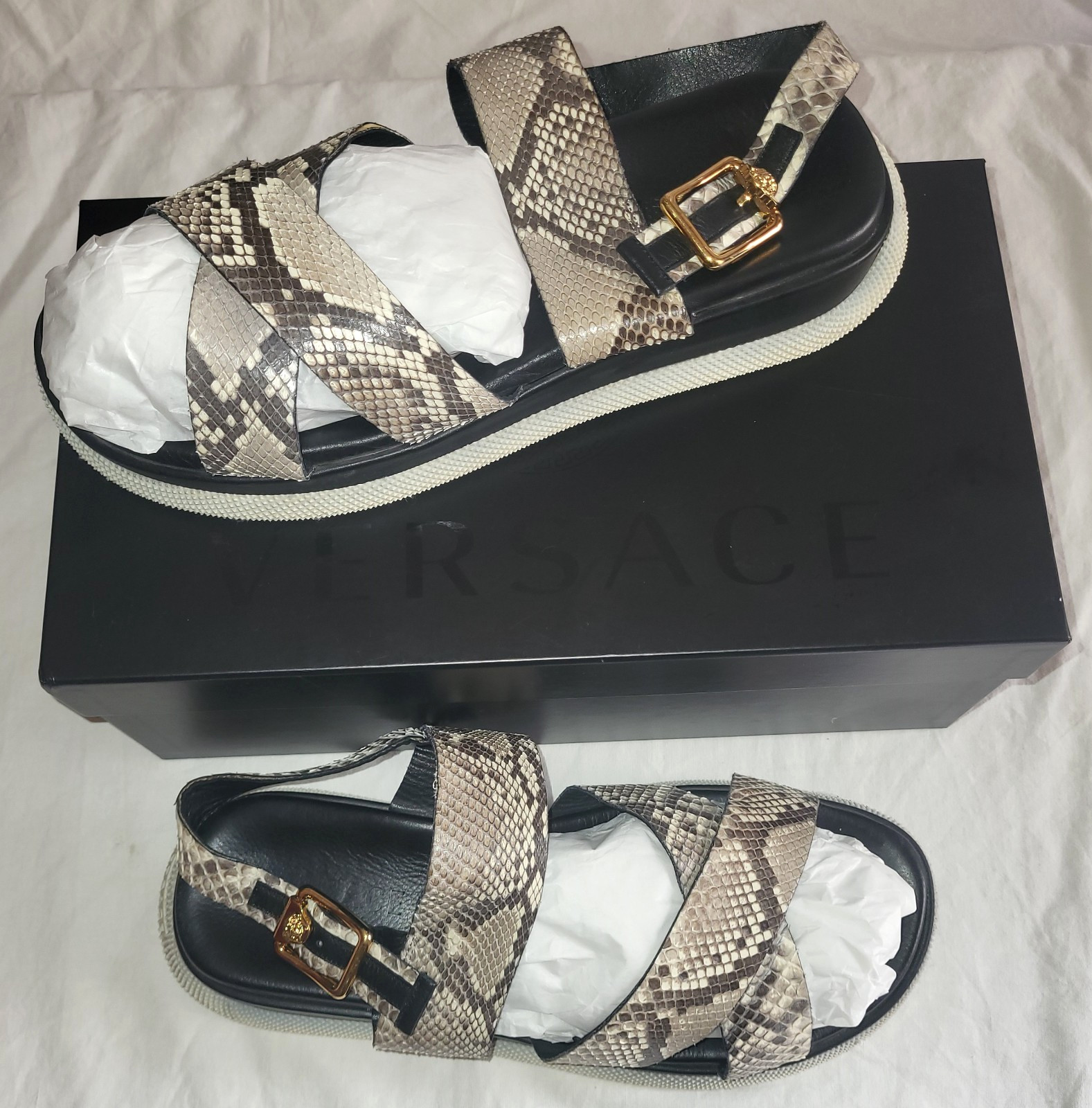 VERSACE ~ Real snakeskin sandals ~ US: 10.5-11 ; EU: 44 * AUTHENTIC image 3