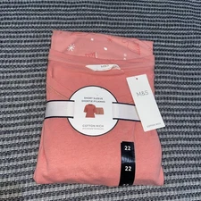 M&S ladies cotton rich short sleeve shortie pyjamas set (bright peach) size 22
