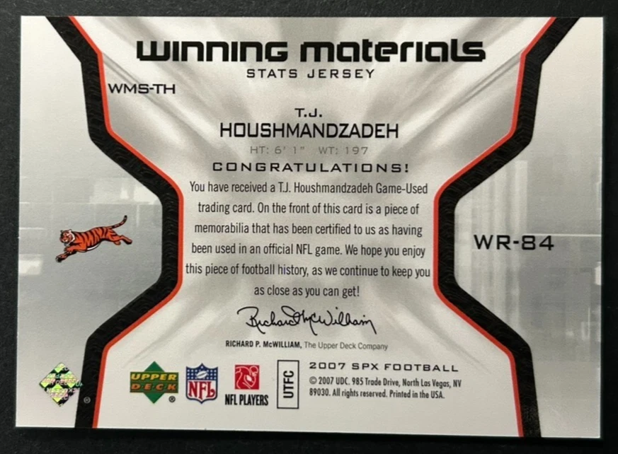 2007 SPx - JT Houshmandzadeh #WMS-TH Cincinnati Bengals - Patch - Image 2 of 2