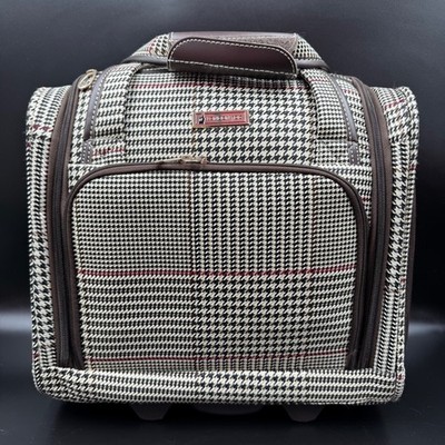 London Fog Sheffield Under Seat Carry On Roller Bag Houndstooth 15  Wheeled Lugg