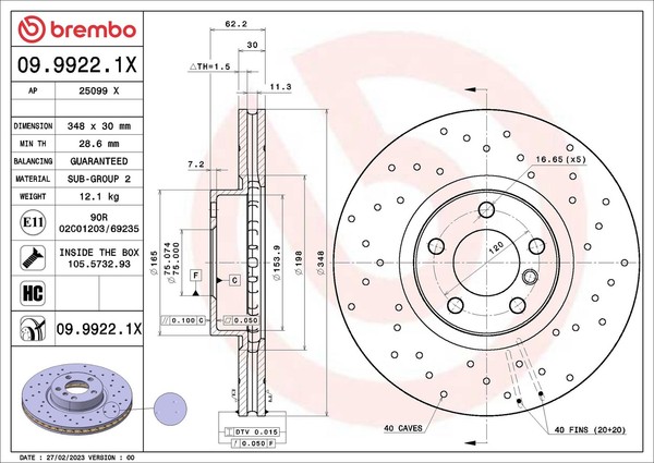 2X Brembo Bremsscheiben Vorne FüR BMW X5 F15 F85 E70 X6 E71 E72 F16 F86-image