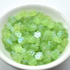 6mm Flat Daisy Matte Peridot AB, 25 Beads Czech Glass