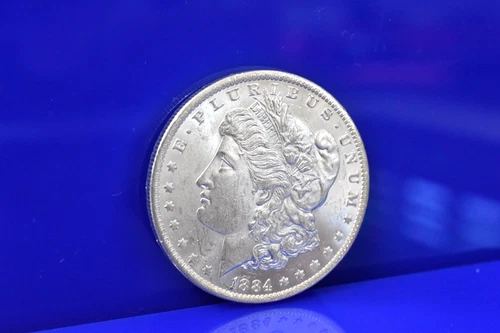 1884 O Silver Morgan Dollar BU Frosty White Mint State Lot D