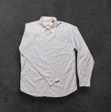 7 For All Mankind Shirt Mens XL Pale Blue Striped Cotton Smart Casual Button
