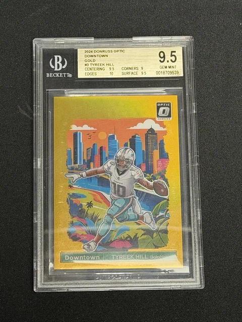 2025 Panini Donruss Gold Downtown Tyreek Hill /10 Beckett 9.5 Gold Label Pop 1