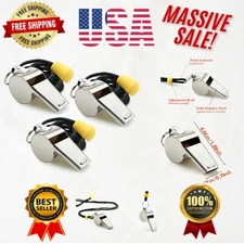 Durable Stainless Steel Whistles - 3 Pack with Adjustable Lanyards for Referees