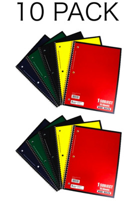 Norcom 1 Subject Spiral Notebook College Ruled 70 Sheets Colors May Vary 10 PACK