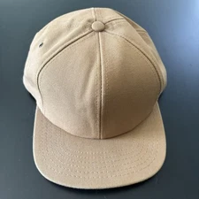 Vintage Wheat Brown Tan SnapBack Hat OSFM USA Made Cap Flat Brim No Logo