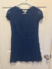 Francesca’s Blue Lace Dress Short Sleeve Navy Mini Bodycon XS