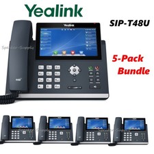 5 Yealink SIP-T48U Executive Desk IP Phone 7" Touch Screen Bundle Lot