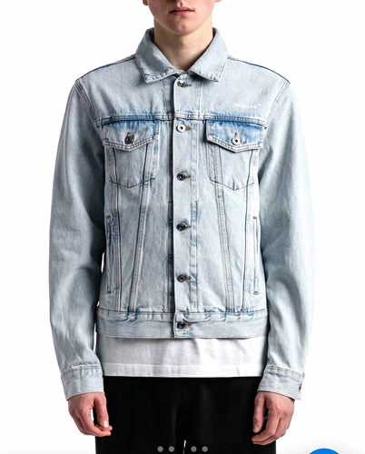Off-White Men’s Seasonal Blue Denim  Jacket Diagonal Back Print - product listing photo