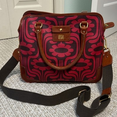らいち 中古 Orla Kiely トートバッグ ハンドバッグ Orla Kiely Retro Daisy Leather and Canvas Tilly Bag with Handles