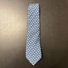 Boy's Size Blue Vineyard Vines Turtle Pattern Print Silk Tie USA