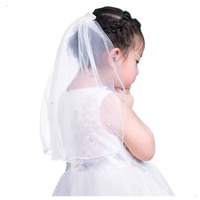 First Communion Veil, Girls, 15.7, White, Baptism, Flower Girl Veil, Comb