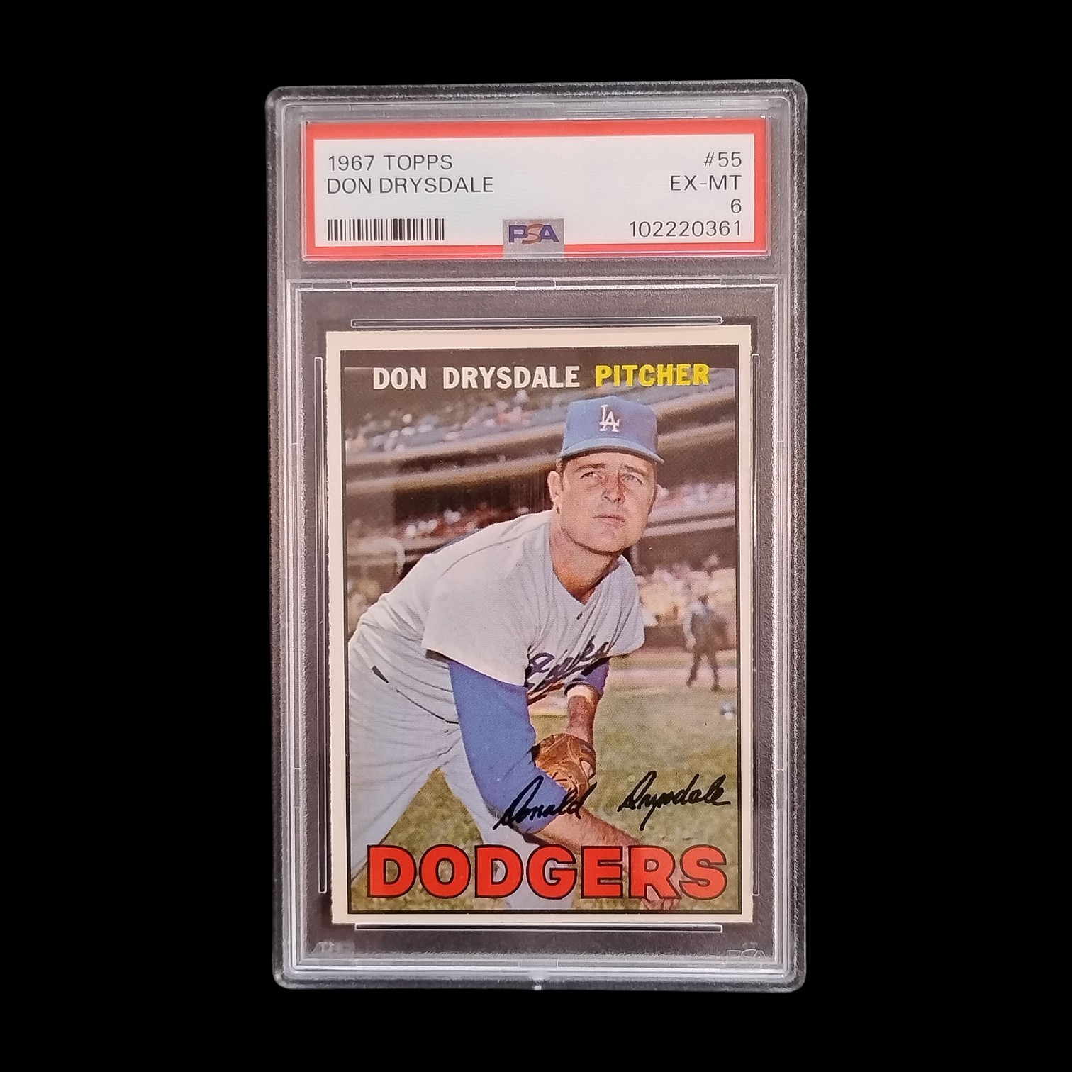 1967 Topps Don Drysdale Los Angeles Dodgers #55 PSA 6 EX-MT