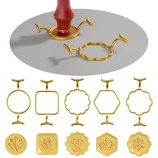 5PCS Metal Wax Seal Molds for 1 Inch Stamp, Rings Set With 1PC Silicone Mat, ...