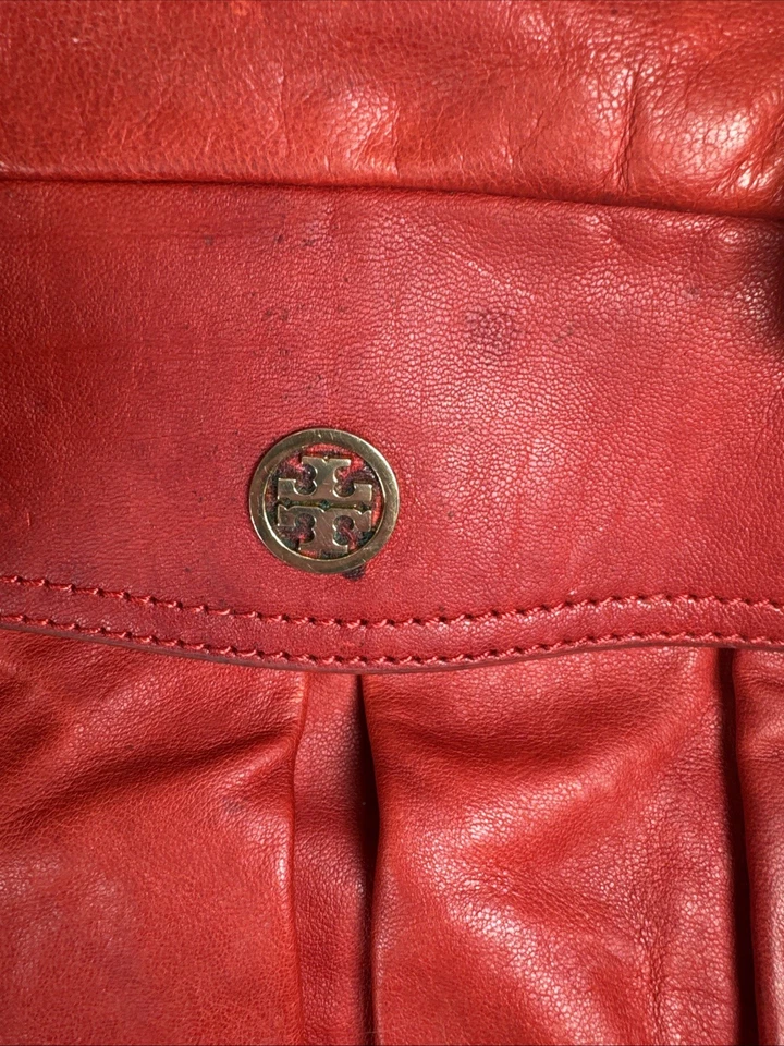 Bolso de mano Tory Burch de cuero naranja quemado detalles dorados correa extraíble XL Foto 2 de 4