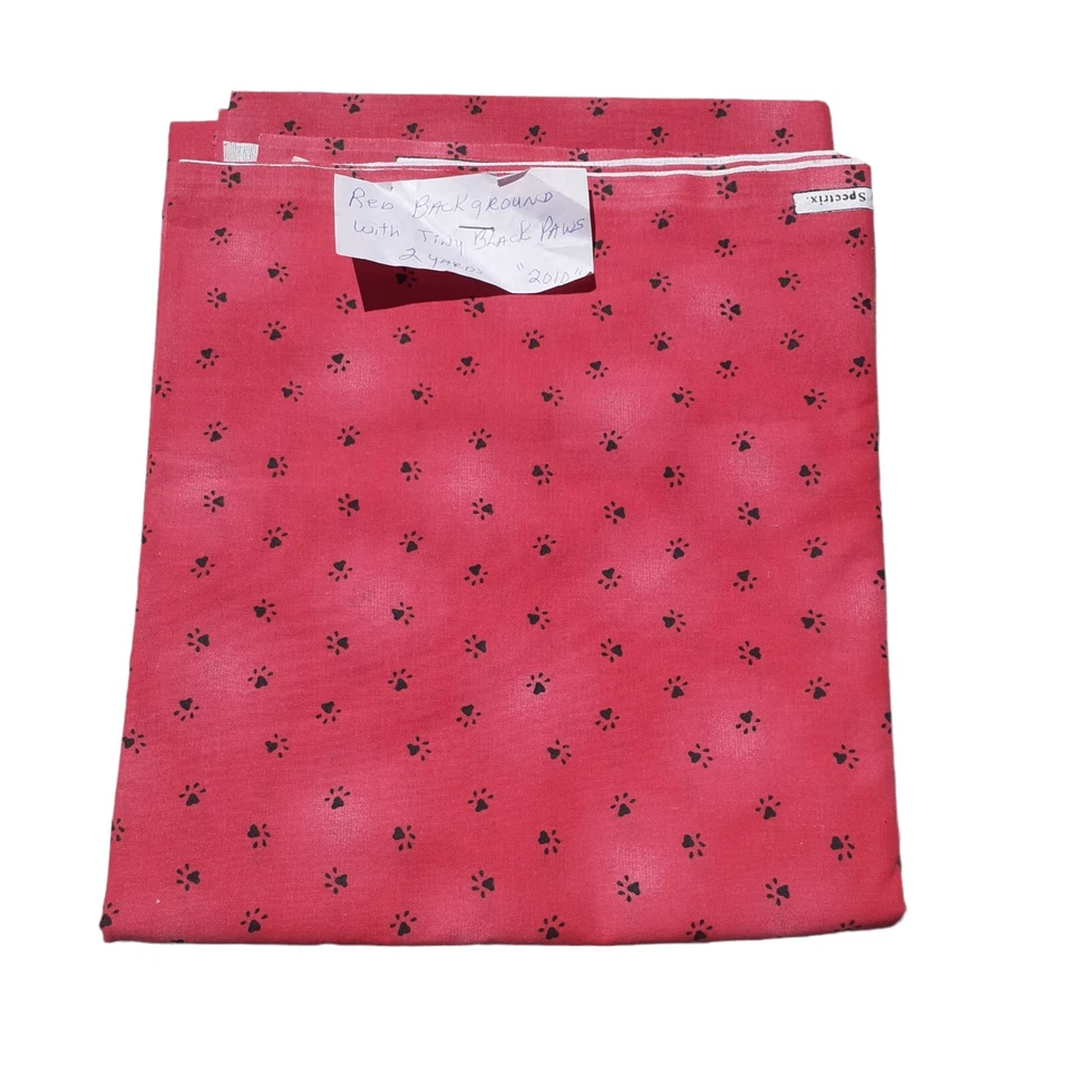 Christmas Sewing Red Fabric Pet Paws Dog Cat Quilt Craft 2 yds x 44" - Image 3 of 4