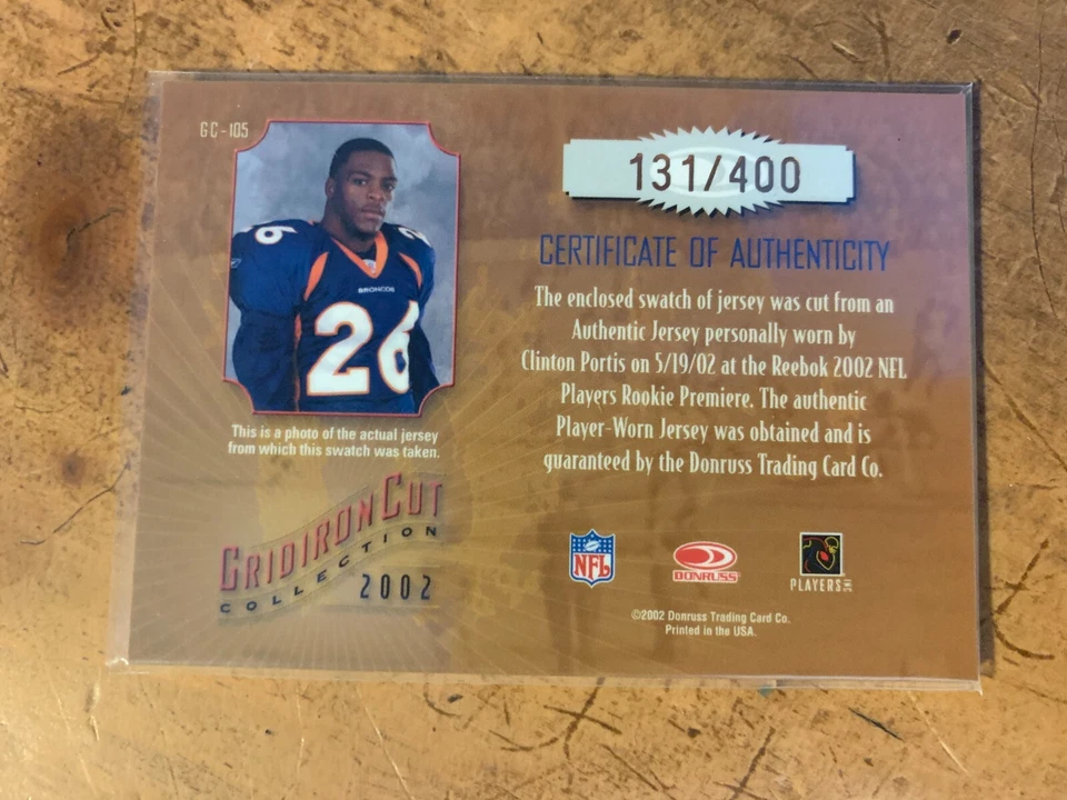 2002 Gridiron Kings Gridiron Cut Collection #GC105 Clinton Portis JSY/400 - Image 2 of 2