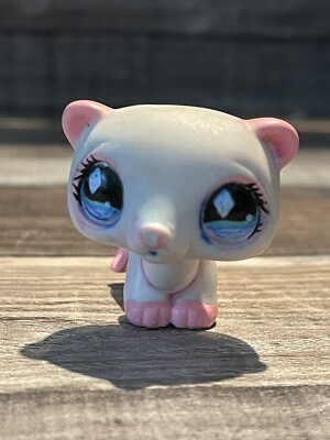 LITTLEST PET SHOP FERRET #520 HASBRO LPS WHITE FERRET PINK EARS