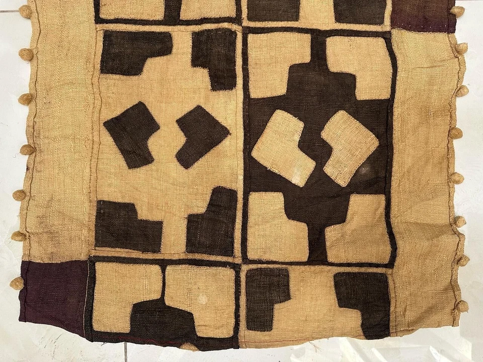 Panel textil rafia cosido a mano tela africana Cuban vintage 107 x 57 cm Foto 4 de 4