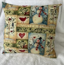 Christmas Throw Pillow Cover Sham 16 x 16 envelope Enclosure Farmhouse Snowman