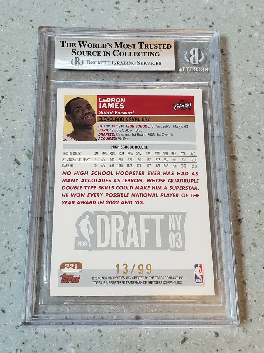 2003-04 TOPPS GOLD LEBRON JAMES ROOKIE RC /99 BGS 8.5 NM-MT