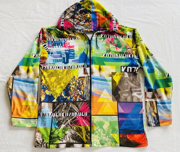 KOZII Swimwear Australia Multicoloured Zip Up Hooded Jumper Hoody Size Medium M