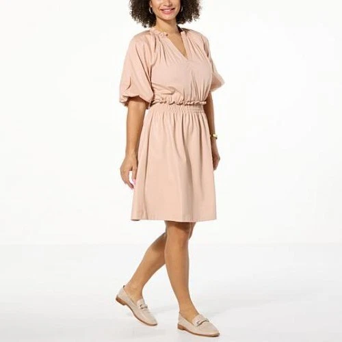 VETEMENTS Abito G Giuliana Black Label ecopelle e cotone popeline taglia small neutro