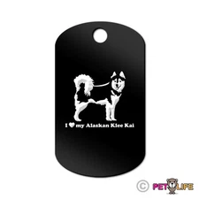 I Love My Alaskan Klee Kai Engraved Keychain GI Tag dog akk Many Colors