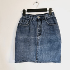 Vintage '80s Jordache Rigid Medium Wash Denim High Rise Pencil Mini Skirt 8