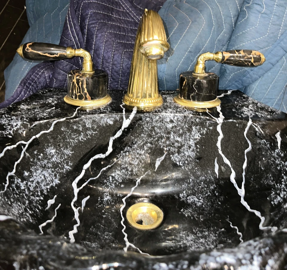 Pia de mármore preta St. Thomas Creations pedestal personalizado pedido personalizado - Imagem 2 de 4