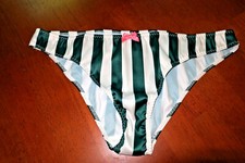 M    Victoria's Secret     Rare    SATIN BIKINI BRAZILIAN STRETCH STRIPE MID RISE