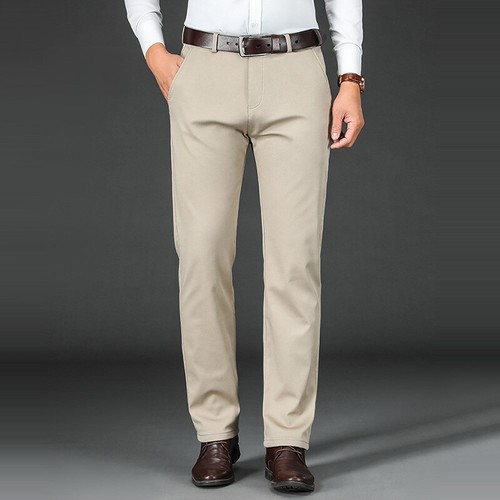 Men Winter Fleece Lining Dress Pants 