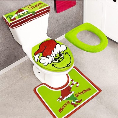 Weihnachtsdekorationen Weihnachten Badezimmer-Sets Grinchs Dekor WC-Sitzbezug-Se