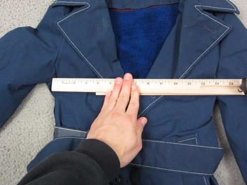 Vintage Sears Disco Jacket Youth Size 8 Blue Trench 60s 70s Boys Coat Overcoat - Picture 5 of 16