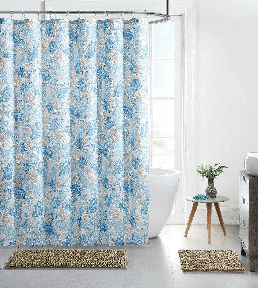Teal fabric shower curtain deals