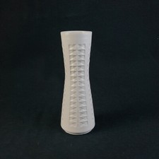 Symmetrisch Strukturierte Bay Keramik Vase, West German Pottery, weiß, 909-30