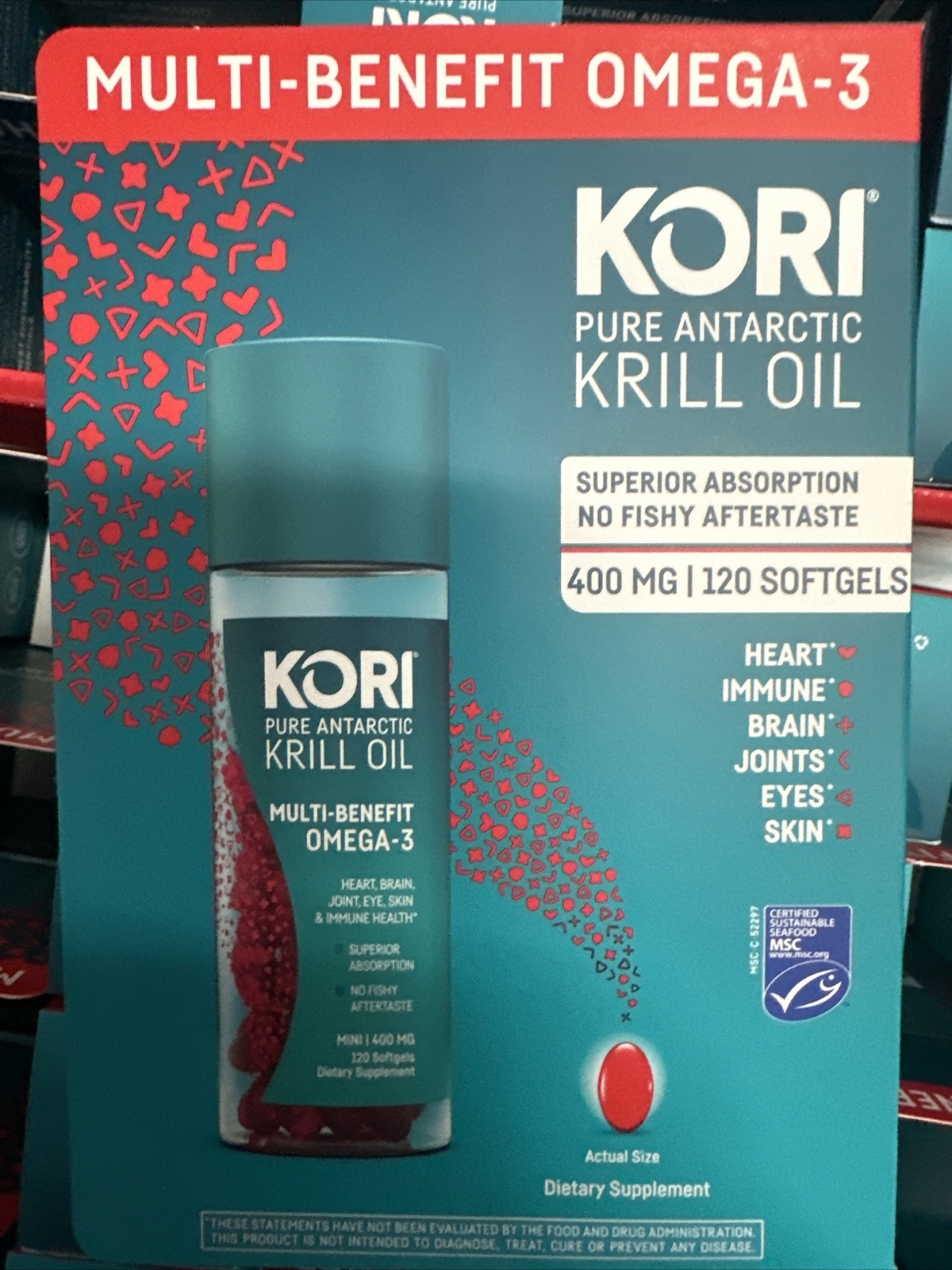 New in Box Kori Pure Antarctic Krill Oil Omega3, 400mg 120 Count